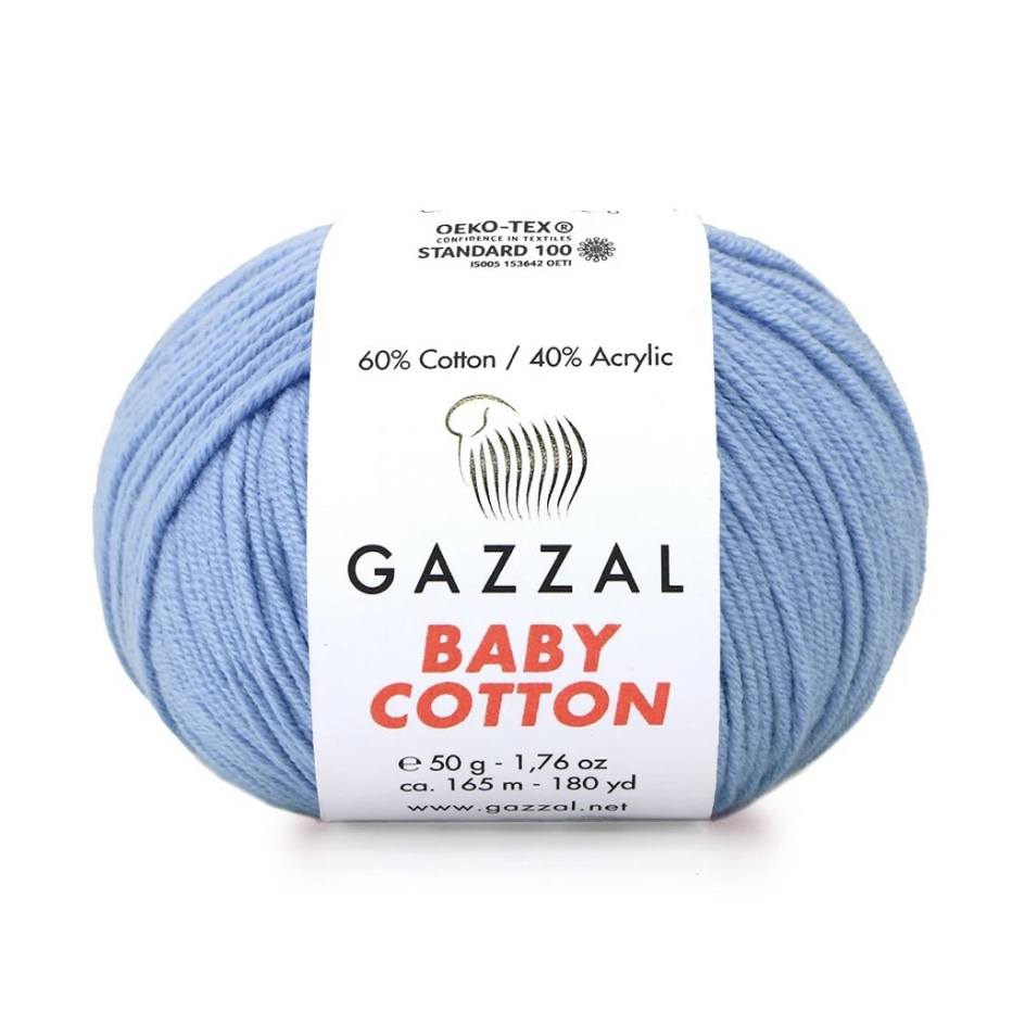 Пряжа Baby Cotton Голубой Gazzal — Купить в магазине «Пряжа СК»